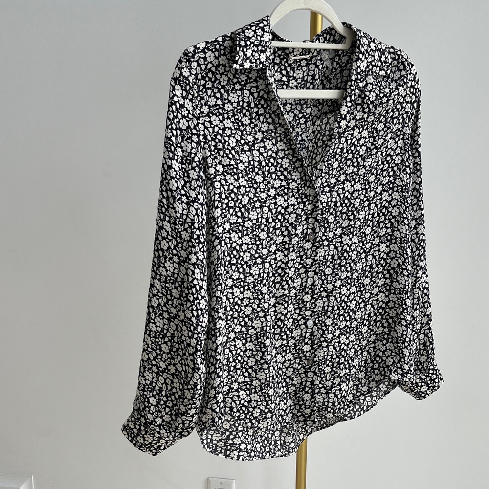 Elie Tahari Black and White Button Down Shirt